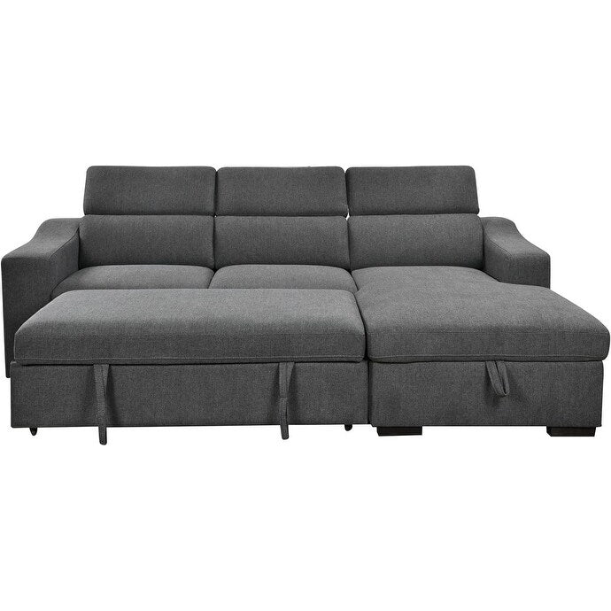 Divano componibile trasformabile Roomfitters da 103 con chaise longue contenitore, poggiatesta regolabili, divano letto angolare a L, grigio scuro