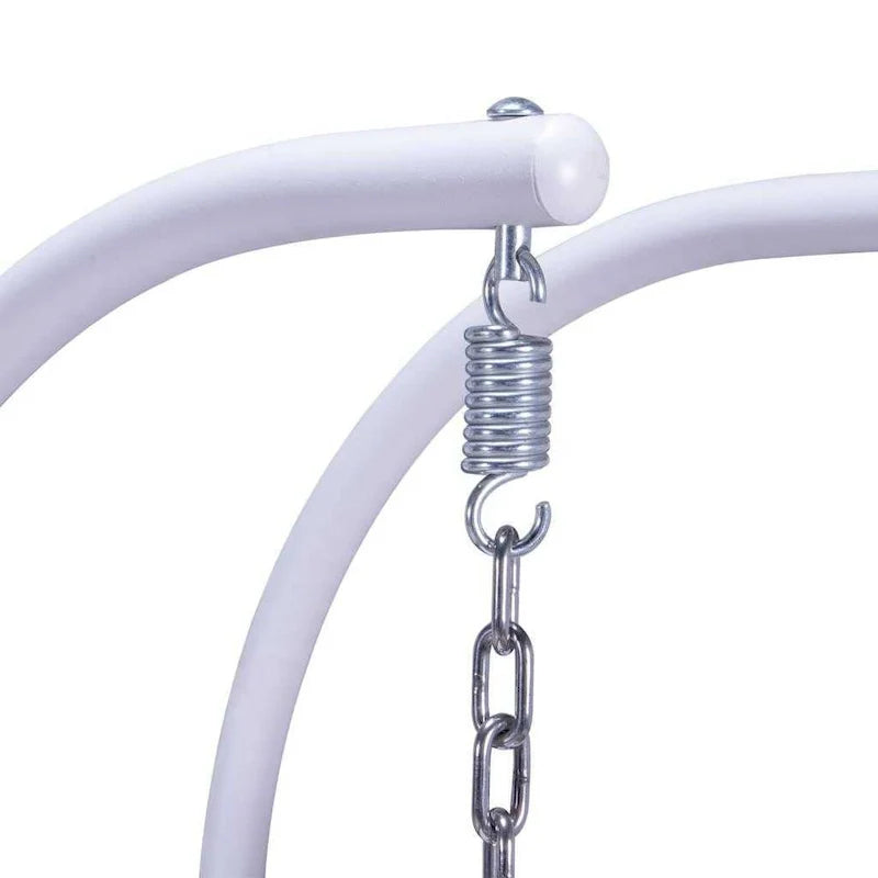 Sedia sospesa a dondolo a forma di uovo con supporto in metallo, struttura in vimini e cuscino ¨C Beige / Blu antracite / Bianco / Blu / Bianco anticato / Marrone / Tela, posti 2