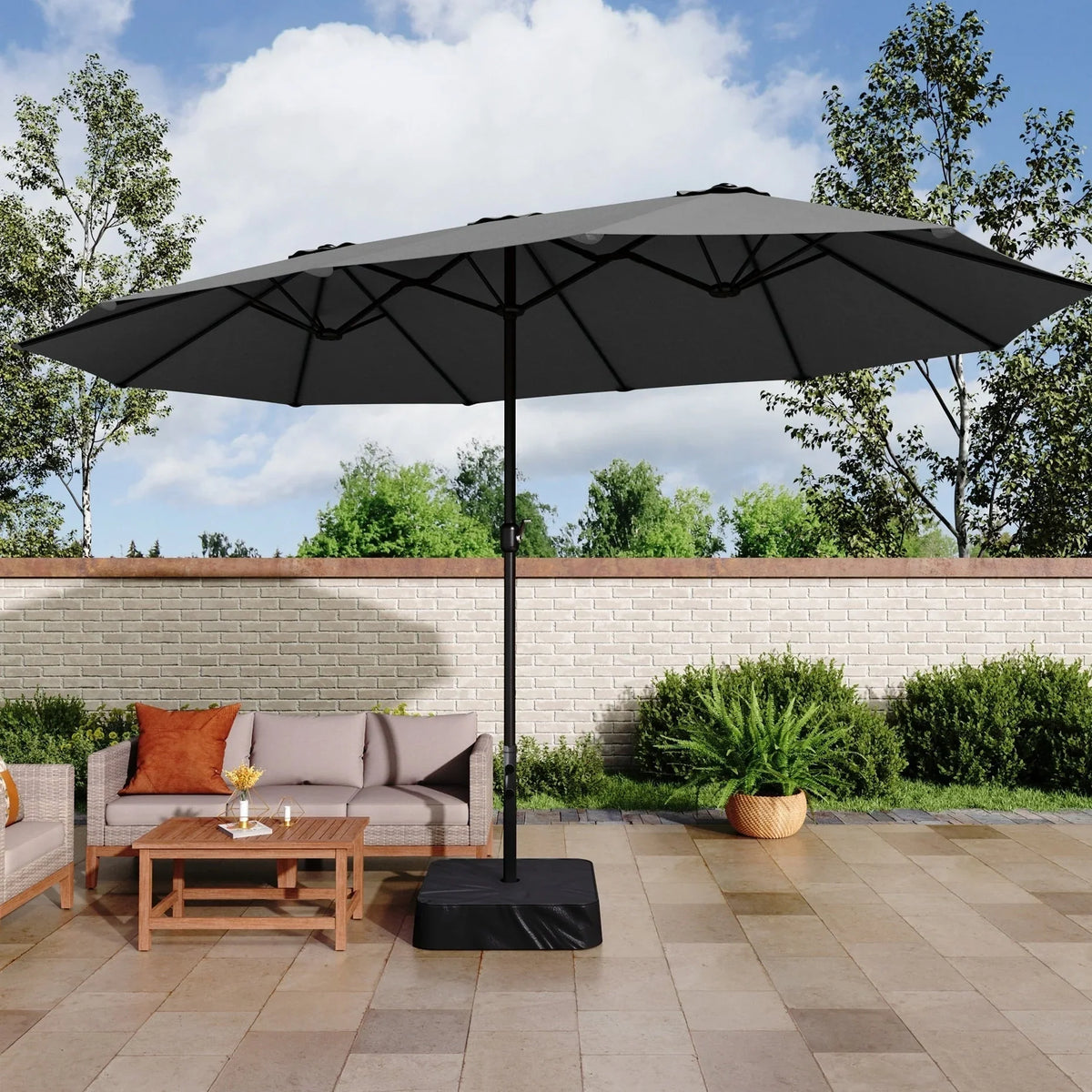 Ombrellone doppio extra large MAISON ARTS da 15 piedi per patio, con base inclusa