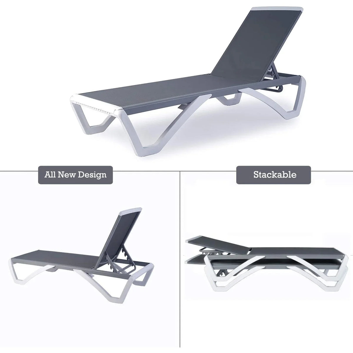 Chaise lounge Kozyard Alan għall-patio, bilqiegħda u mimduda, aġġustabbli, magħmula kompletament mill-aluminju u b’saqajn tar-reżina tal-polipropilen