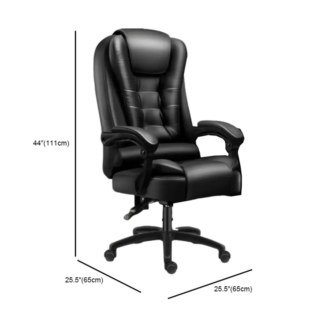 Ergonomische zwarte leren draaibare bureaustoel met voetensteun