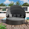 Nuon 4-/5-teiliges Outdoor-Lounge-Set für die Terrasse, Rattan-Tagesbett-Set mit Baldachin von Havenside Home