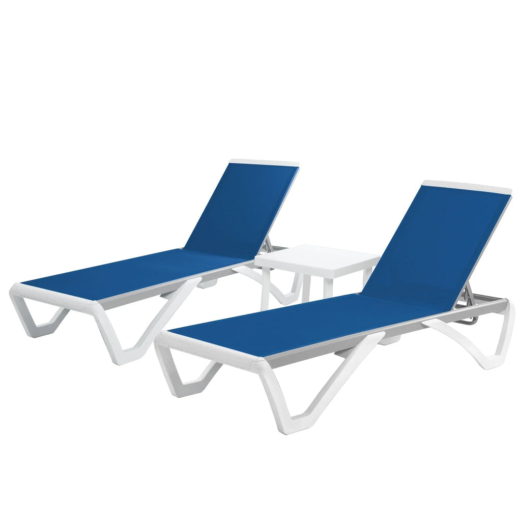 Chaise lounge Kozyard Alan għall-patio, bilqiegħda u mimduda, aġġustabbli, magħmula kompletament mill-aluminju u b’saqajn tar-reżina tal-polipropilen