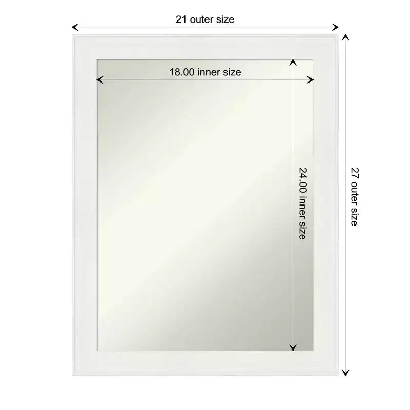 Specchio da parete stretto per bagno da 22"x28" con cornice in polistirene, non smussato, bianco, include hardware di montaggio