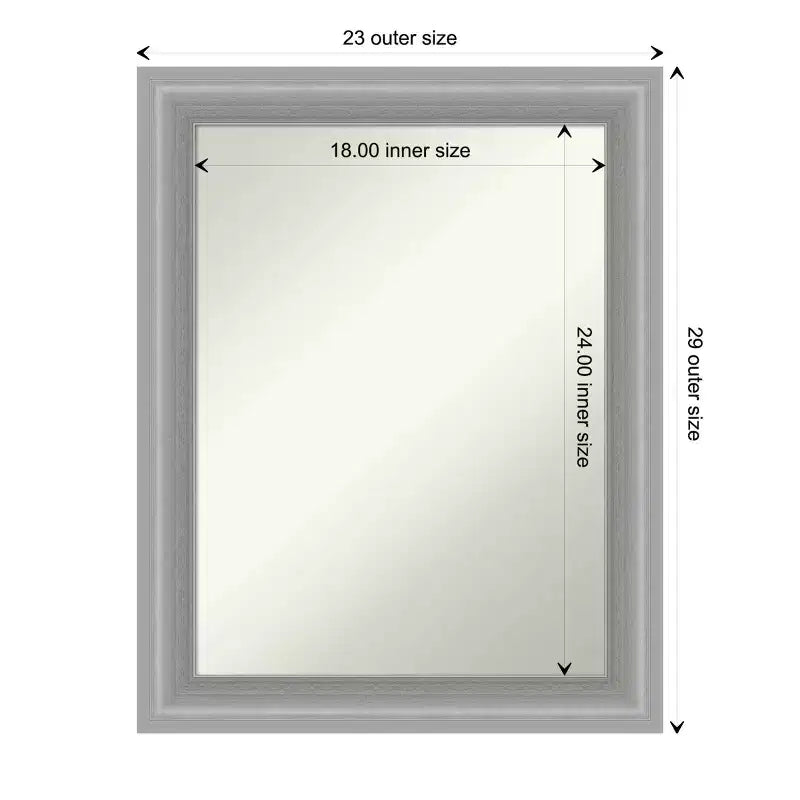 Specchio da parete stretto per bagno 23"x29" con finitura lucida nichel a punta non smussata - : Include l'hardware di montaggio