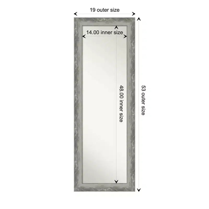 Specchio da porta lungo e stretto Waveline Silver 48,26 x 134,62 cm non smussato