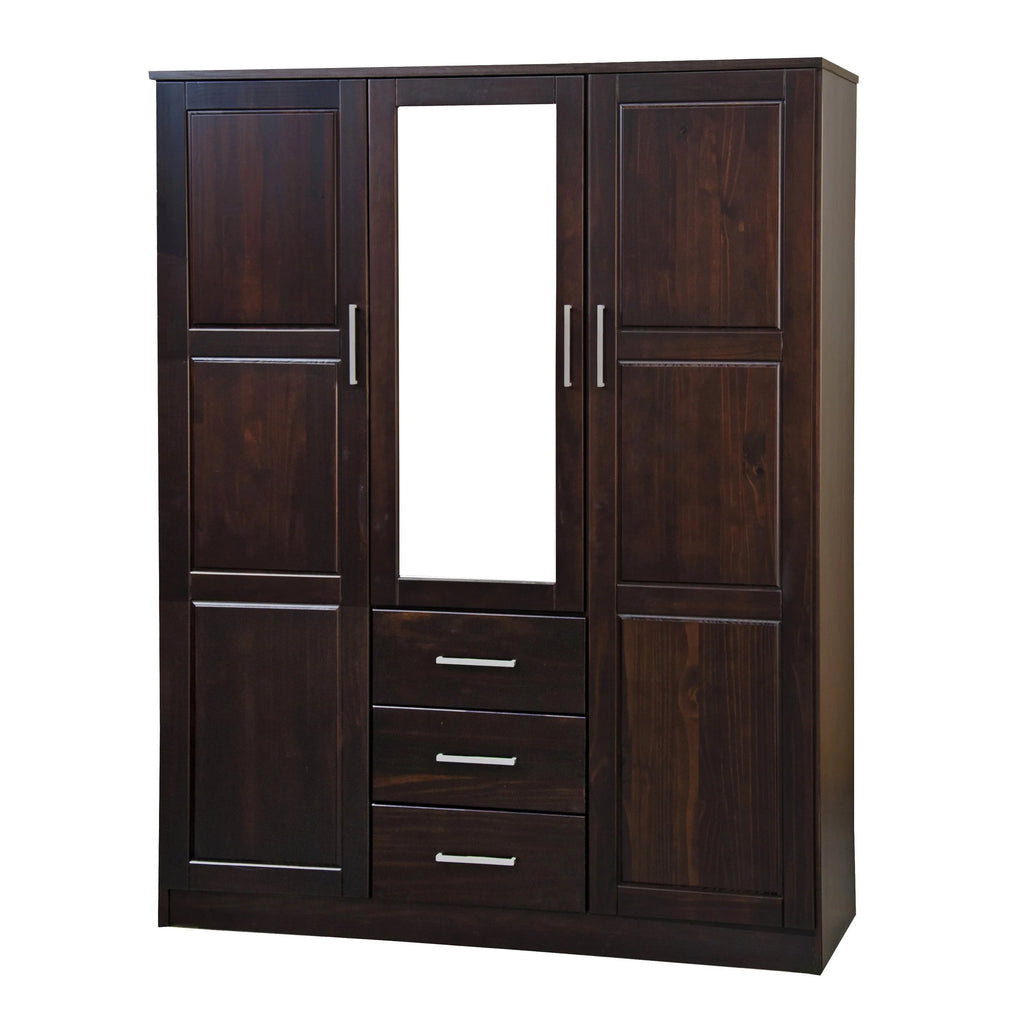 Palace Imports Cosmo, ormar s 3 vrata od 100% punog drva, s vratima od punog drva ili zrcalima