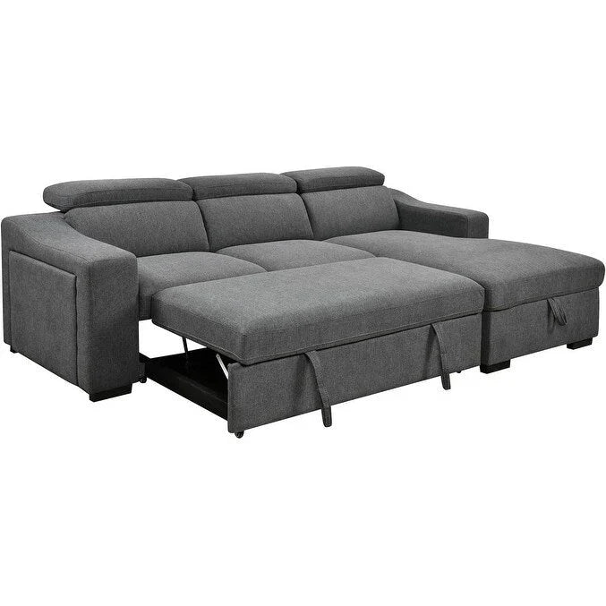 Divano componibile trasformabile Roomfitters da 103 con chaise longue contenitore, poggiatesta regolabili, divano letto angolare a L, grigio scuro