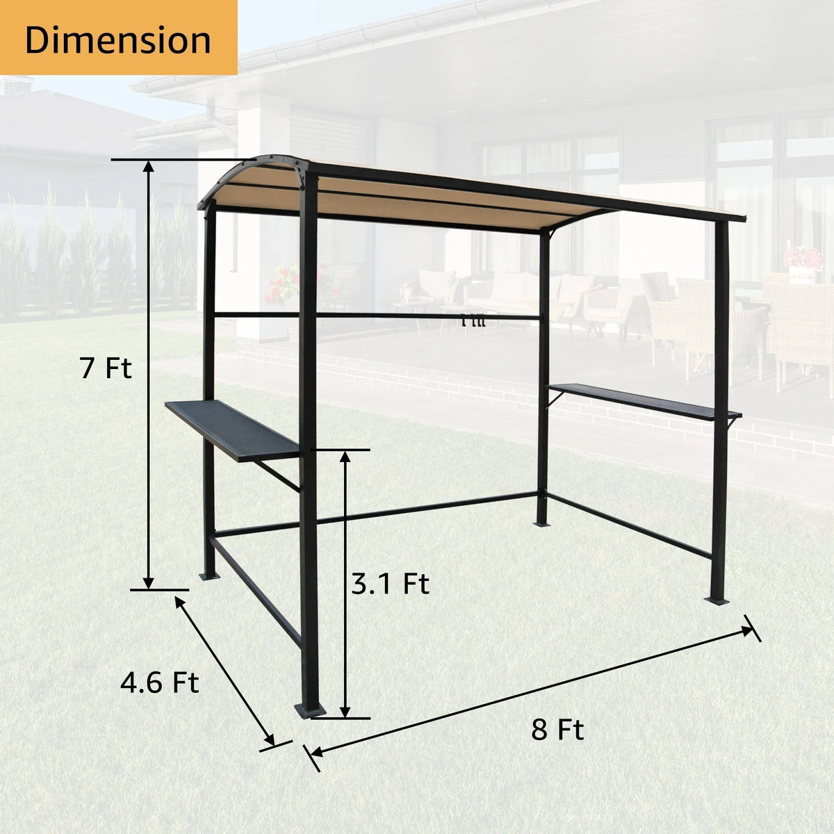 Gazebo da esterno per barbecue con struttura in acciaio da 5 x 8 piedi, copertura e riparo per griglia