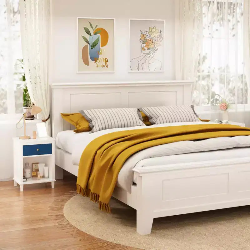 Comodino in Legno 26,77H con Cassetto e Ripiano Aperto,Tavolino da Notte con Maniglie in Metallo per Bambini,Adulti,Camere da Letto