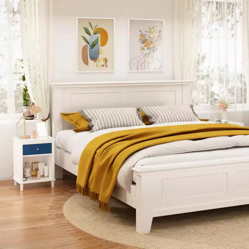 Comodino in Legno 26,77H con Cassetto e Ripiano Aperto,Tavolino da Notte con Maniglie in Metallo per Bambini,Adulti,Camere da Letto