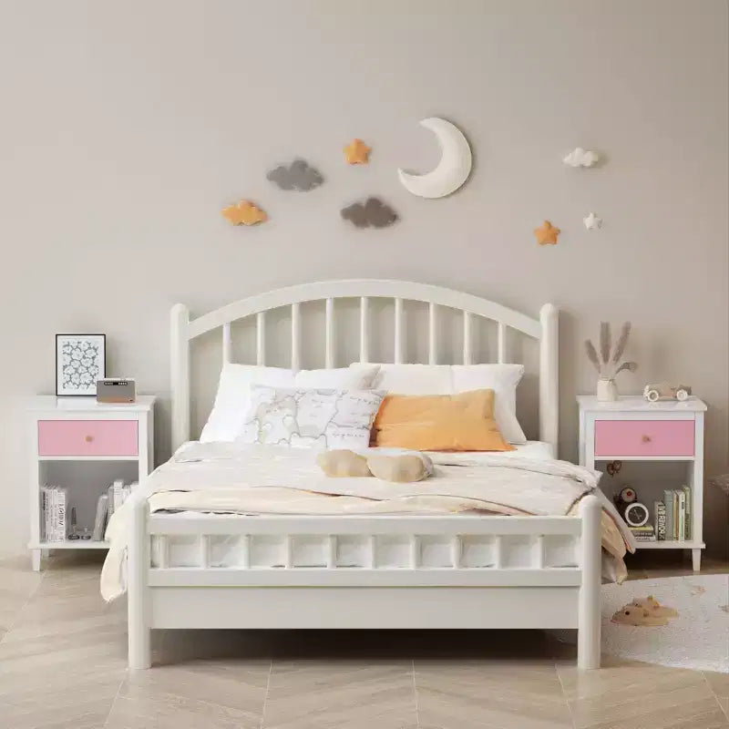 Comodino in Legno 26,77H con Cassetto e Ripiano Aperto,Tavolino da Notte con Maniglie in Metallo per Bambini,Adulti,Camere da Letto