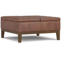 Pouf/ottomano contenitore quadrato contemporaneo Lancaster, largo 91 cm, in similpelle vegana