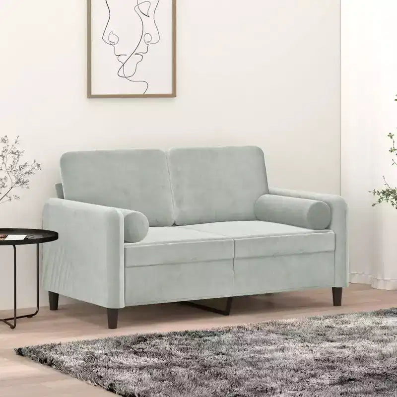 Divano 2 posti con cuscini decorativi grigio chiaro 47.2 velluto