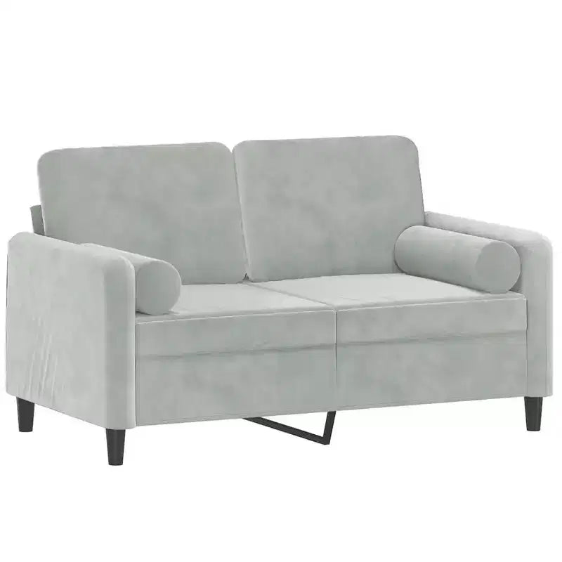 Divano 2 posti con cuscini decorativi grigio chiaro 47.2 velluto