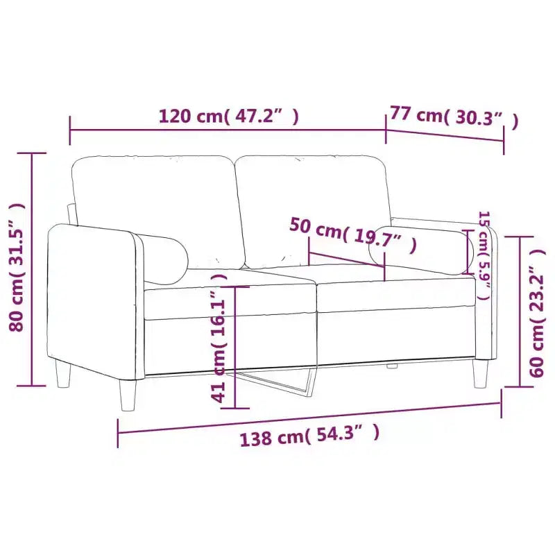 Divano 2 posti con cuscini decorativi grigio chiaro 47.2 velluto