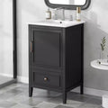 Mobiletto da bagno salvaspazio da 30 pollici con lavandino, mobiletto da terra in legno con cassetti e anta, nero
