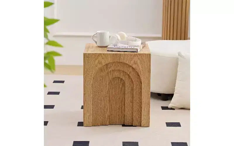 Tavolino quadrato moderno, tavolino imitazione legno massello in MDF, tavolino da salotto piccolo, comodino da camera da letto