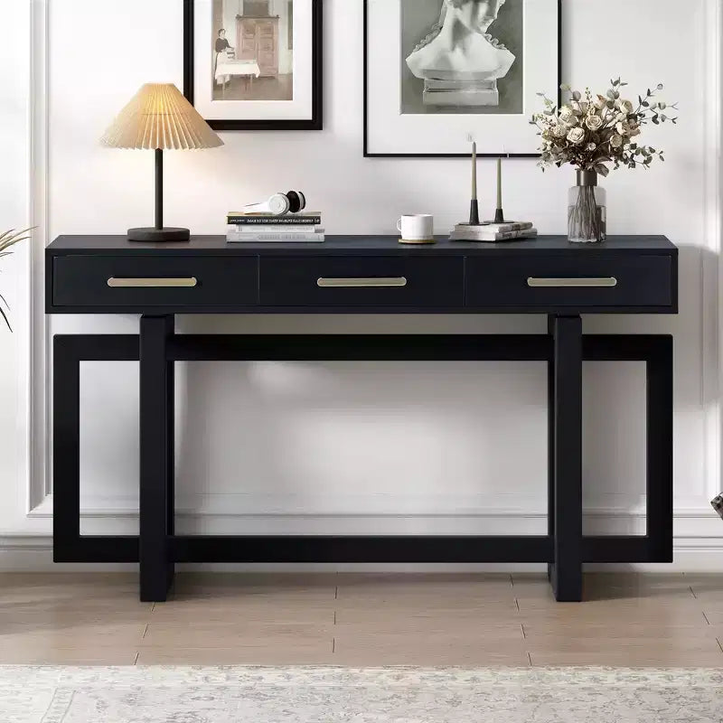 Consolle moderna con 3 cassetti in stile artistico, elegante tavolo da ingresso con gambe incrociate, tavoli da foyer per ingresso, soggiorno