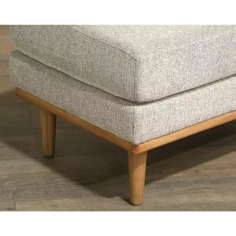 Poggiapiedi Pouf Contenitore Accent con Gambe in Legno Massello, Pouf Poggiapiedi Robusto per Soggiorno con Imbottitura in Schiuma ad Alta Resilienza, Tannino