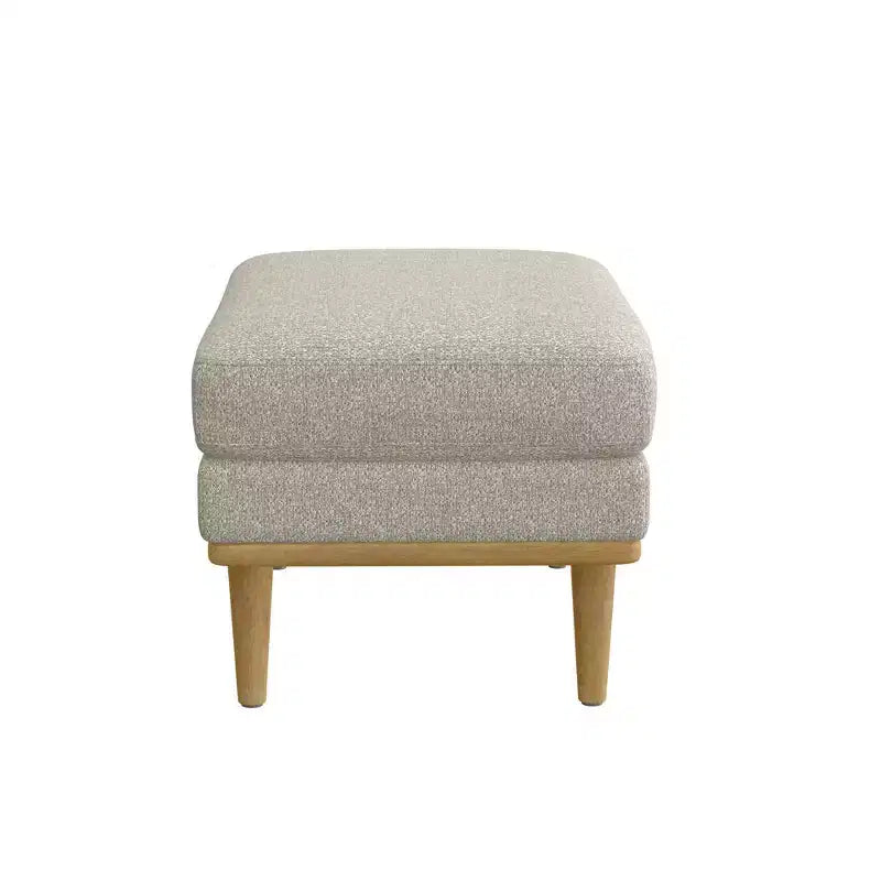 Poggiapiedi Pouf Contenitore Accent con Gambe in Legno Massello, Pouf Poggiapiedi Robusto per Soggiorno con Imbottitura in Schiuma ad Alta Resilienza, Tannino