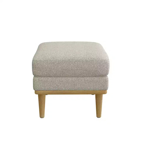 Poggiapiedi Pouf Contenitore Accent con Gambe in Legno Massello, Pouf Poggiapiedi Robusto per Soggiorno con Imbottitura in Schiuma ad Alta Resilienza, Tannino