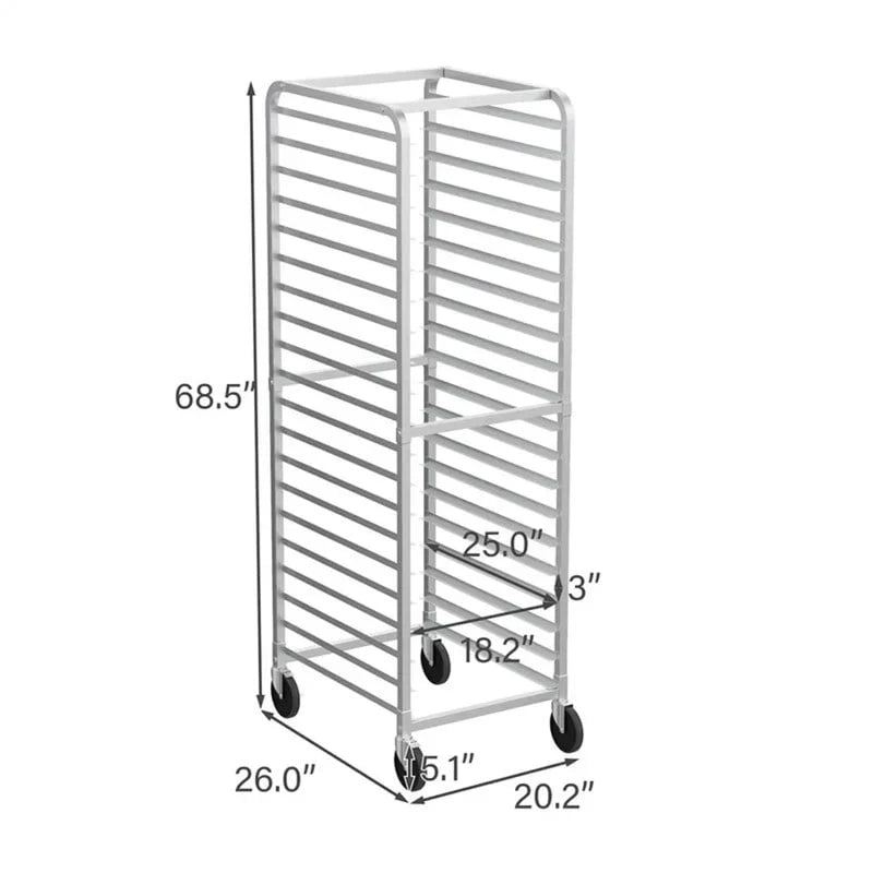 Scaffale da panetteria a 10/20 ripiani in acciaio inox per teglie da panini