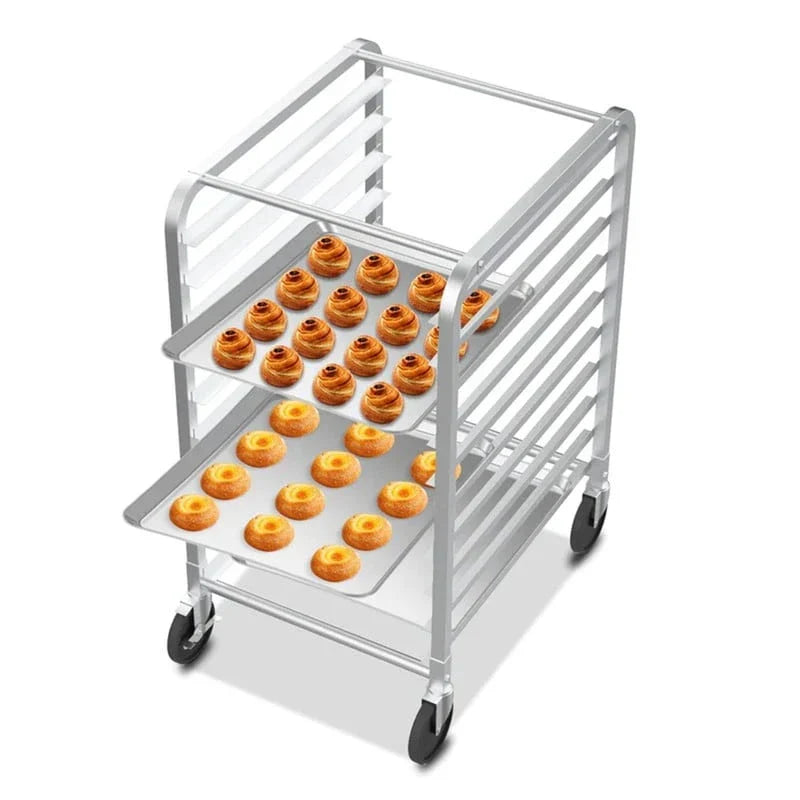 Scaffale da panetteria a 10/20 ripiani in acciaio inox per teglie da panini