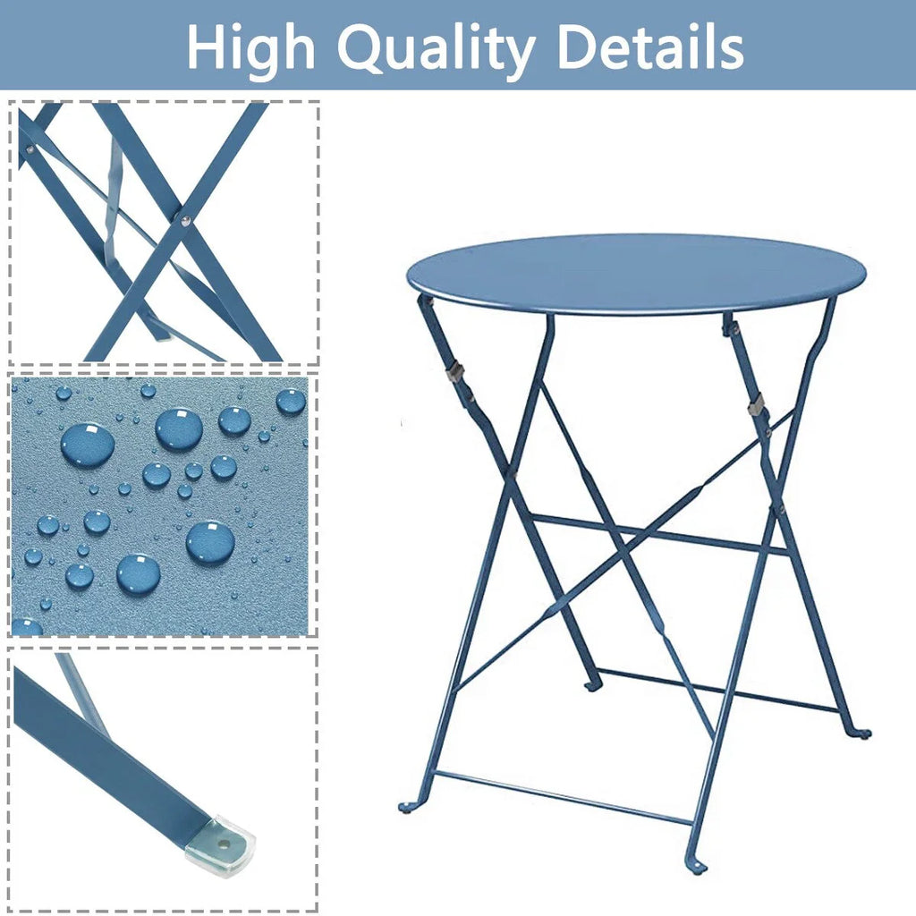 3-teiliges klappbares Bistro-Set aus Metall, wetterbeständiges Outdoor-/Indoor-Sitzset für Terrasse, Hof und Garten