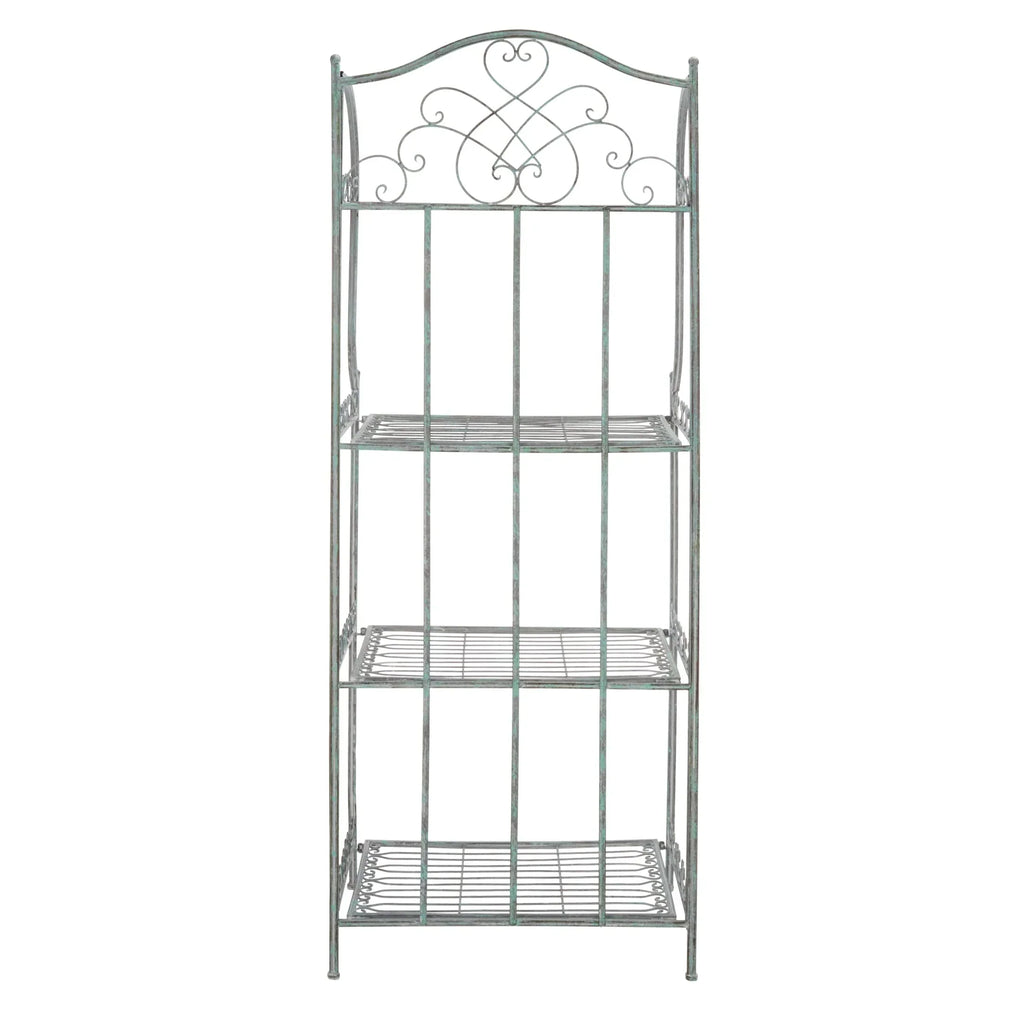 SAFAVIEH Bryn viktorianisches schmiedeeisernes Bäckerregal für den Außenbereich mit 4 Ebenen - 25 In. B x 15 In. T x 63 In. H - 25B x 15T x 63H