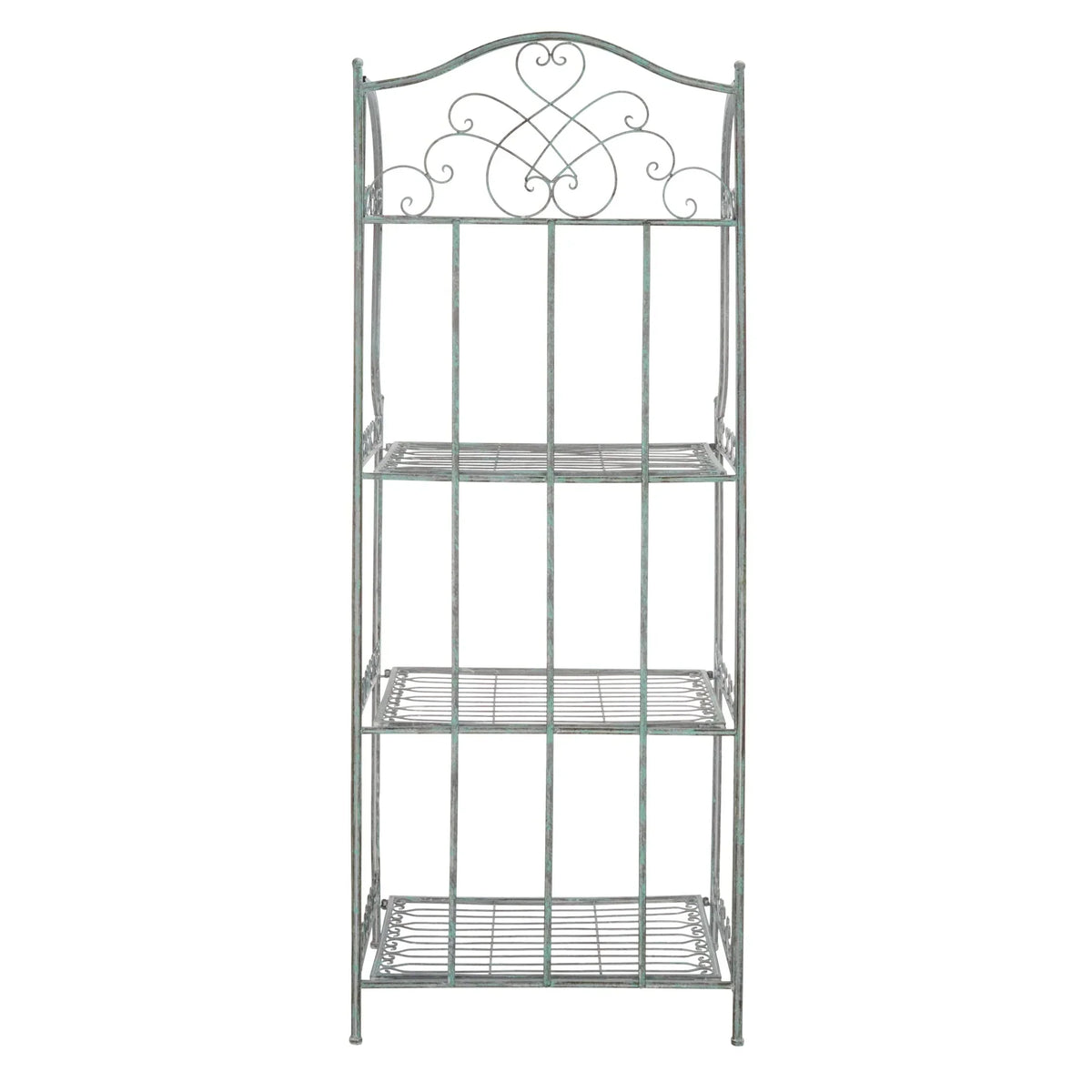 SAFAVIEH Bryn viktorianisches schmiedeeisernes Bäckerregal für den Außenbereich mit 4 Ebenen - 25 In. B x 15 In. T x 63 In. H - 25B x 15T x 63H