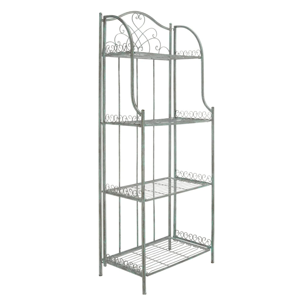 SAFAVIEH Bryn viktorianisches schmiedeeisernes Bäckerregal für den Außenbereich mit 4 Ebenen - 25 In. B x 15 In. T x 63 In. H - 25B x 15T x 63H