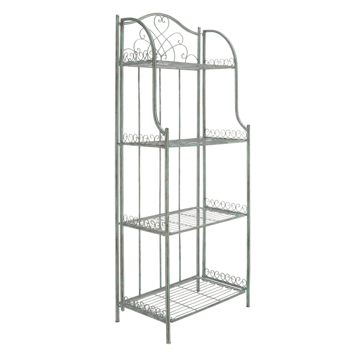 SAFAVIEH Bryn viktorianisches schmiedeeisernes Bäckerregal für den Außenbereich mit 4 Ebenen - 25 In. B x 15 In. T x 63 In. H - 25B x 15T x 63H
