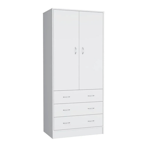 Moderner zweitüriger Kleiderschrank mit 3 Schubladen und 1 Kleiderstange für das Schlafzimmer