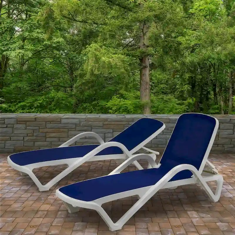 Σετ 2 ξαπλώστρων τύπου chaise longue με υφασμάτινη επένδυση παντός καιρού, συλλογή Plymouth - 77 ίντσες