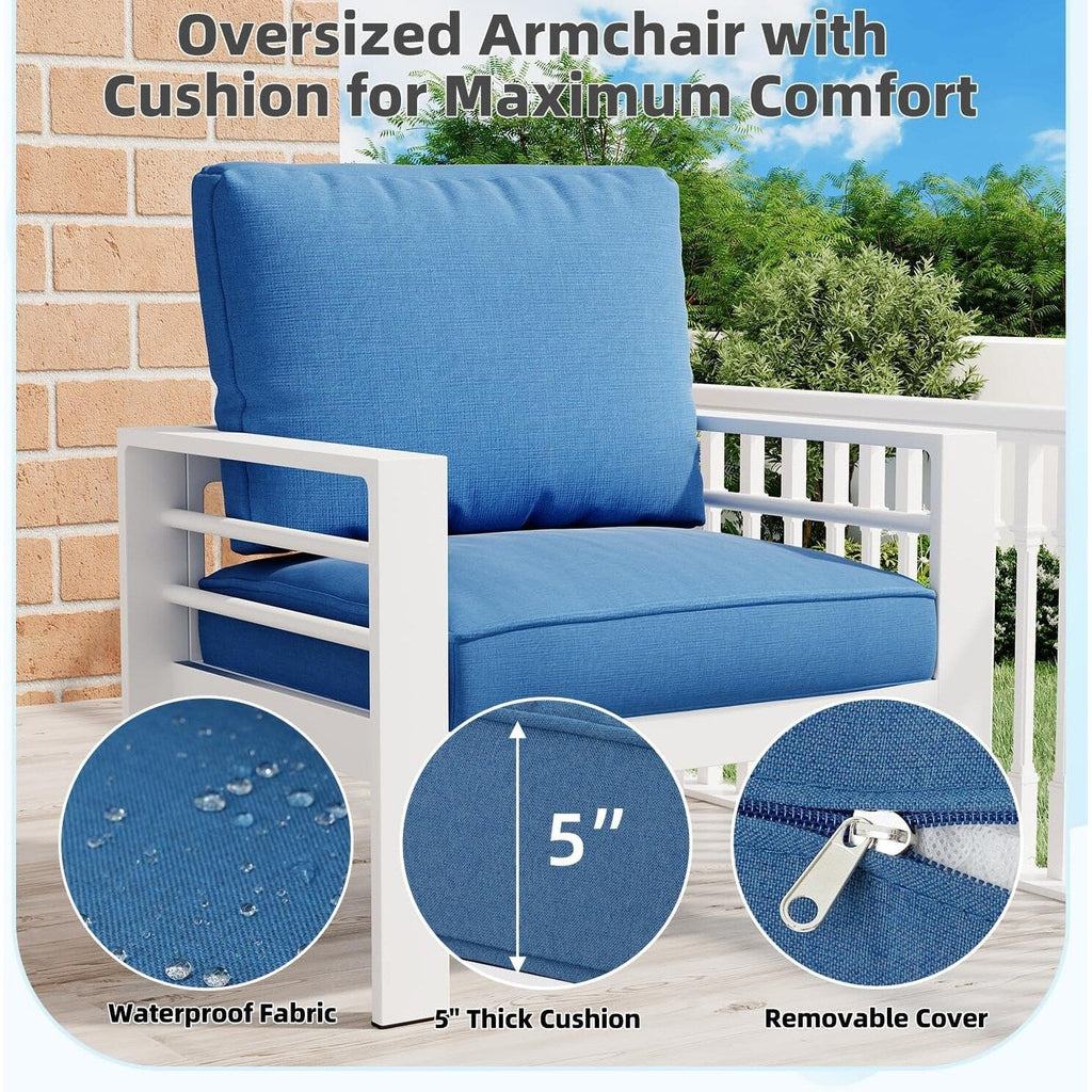 AECOJOY 7-teiliges Aluminiummöbel-Set für die Terrasse, Outdoor-Sitzgruppe
