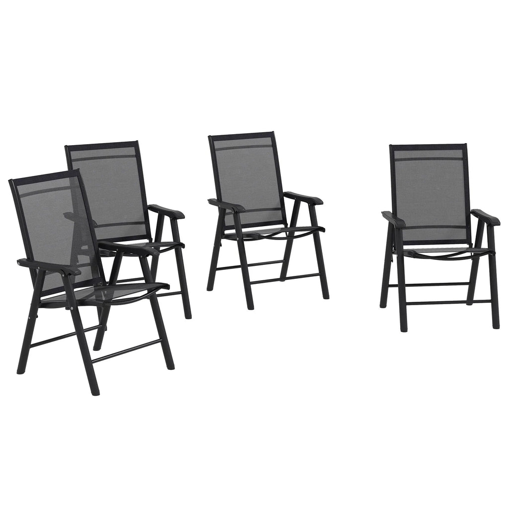 Outsunny 4-teiliges faltbares Gartenstuhl-Set mit schlichtem und stilvollem Design, bequem für Terrasse, Garten, Hof und unterwegs