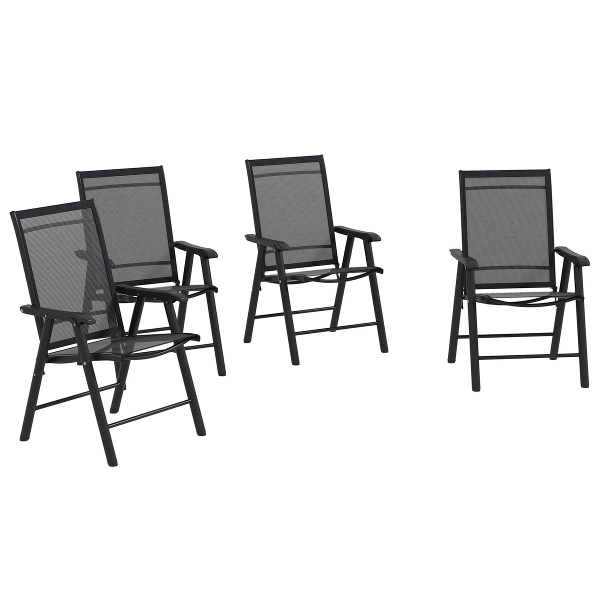Outsunny 4-teiliges faltbares Gartenstuhl-Set mit schlichtem und stilvollem Design, bequem für Terrasse, Garten, Hof und unterwegs