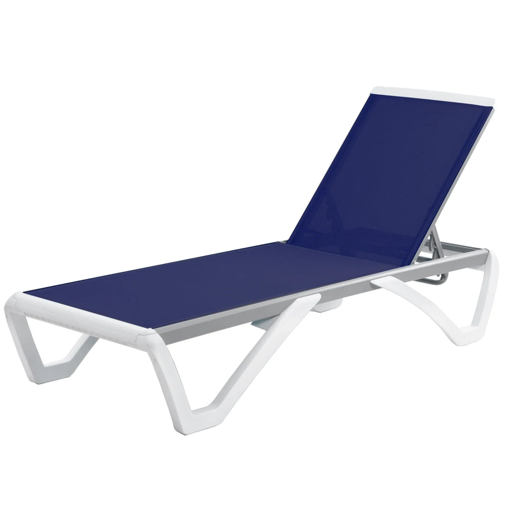Chaise lounge Kozyard Alan għall-patio, bilqiegħda u mimduda, aġġustabbli, magħmula kompletament mill-aluminju u b’saqajn tar-reżina tal-polipropilen