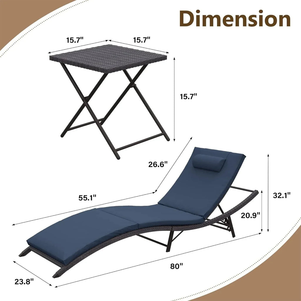 Set da 3 pezzi di chaise longue da esterno Kullavik