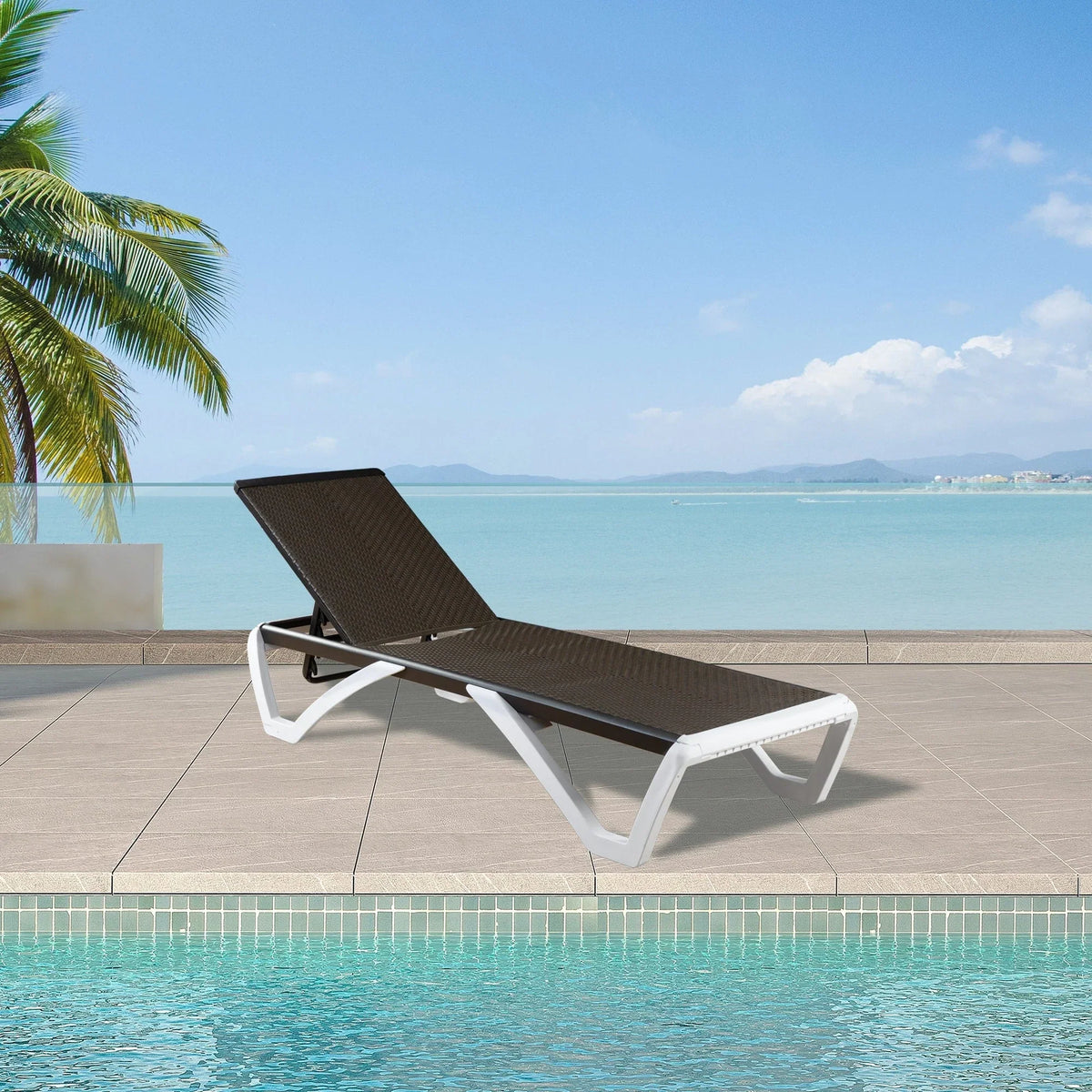 Chaise lounge Kozyard Alan għall-patio, bilqiegħda u mimduda, aġġustabbli, magħmula kompletament mill-aluminju u b’saqajn tar-reżina tal-polipropilen