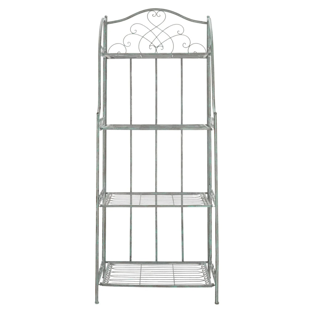 SAFAVIEH Bryn viktorianisches schmiedeeisernes Bäckerregal für den Außenbereich mit 4 Ebenen - 25 In. B x 15 In. T x 63 In. H - 25B x 15T x 63H