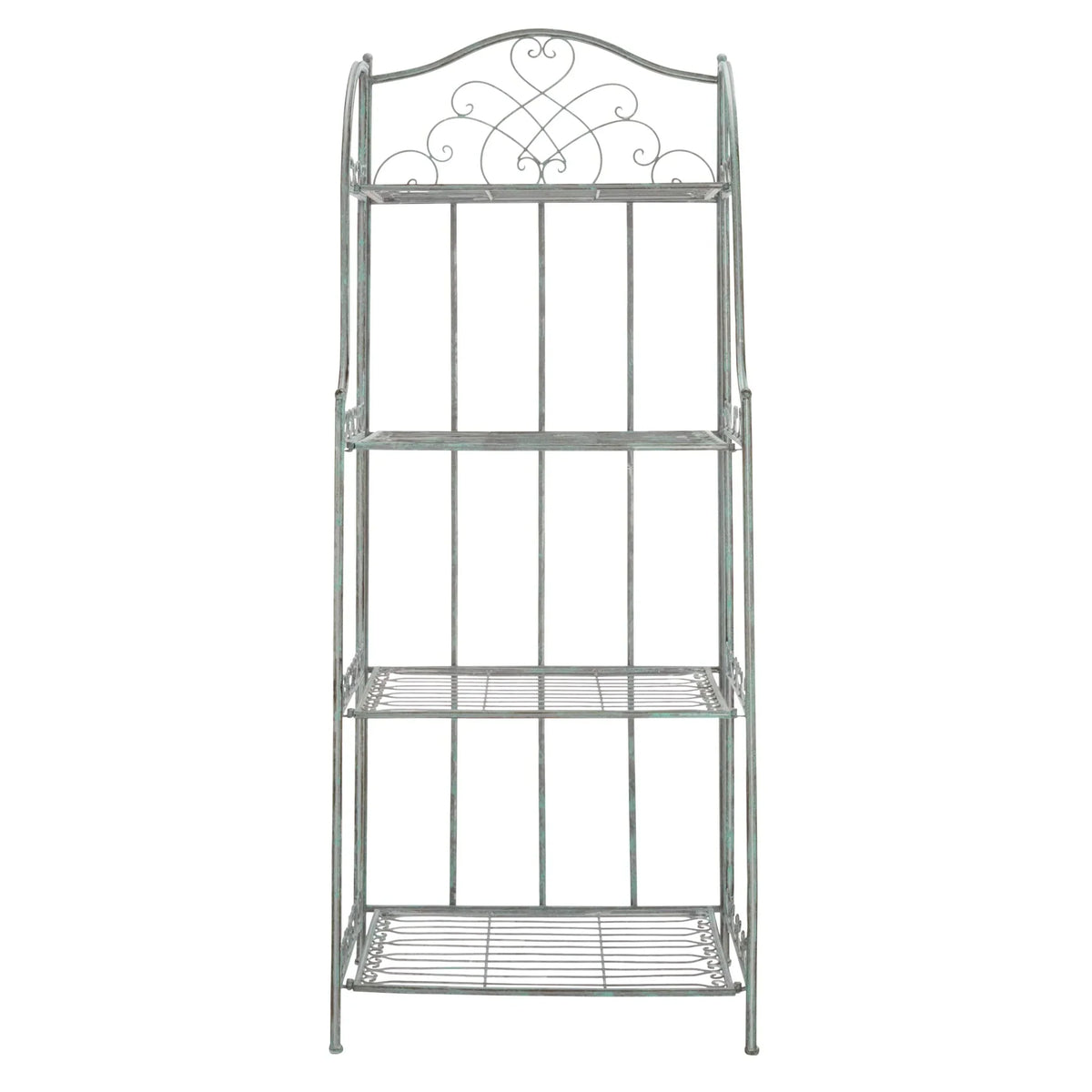 SAFAVIEH Bryn viktorianisches schmiedeeisernes Bäckerregal für den Außenbereich mit 4 Ebenen - 25 In. B x 15 In. T x 63 In. H - 25B x 15T x 63H