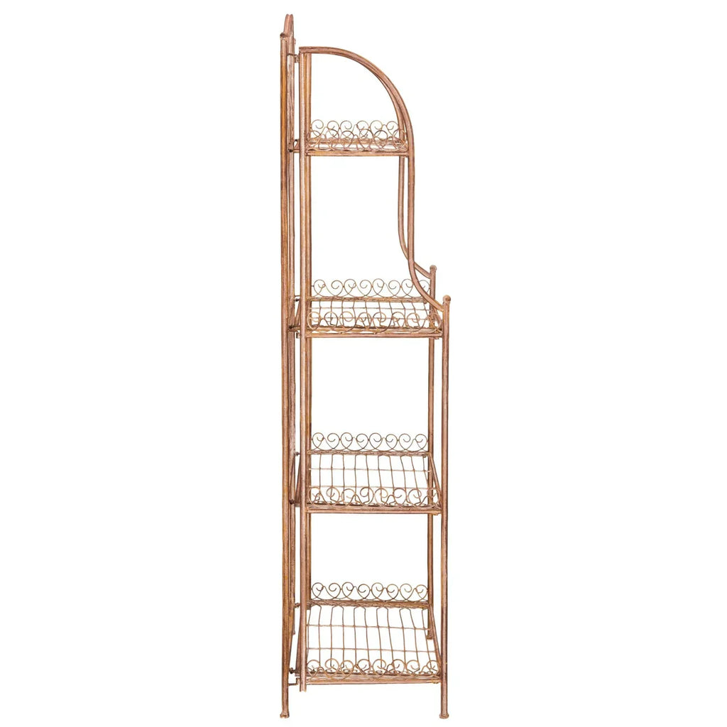 SAFAVIEH Bryn viktorianisches schmiedeeisernes Bäckerregal für den Außenbereich mit 4 Ebenen - 25 In. B x 15 In. T x 63 In. H - 25B x 15T x 63H
