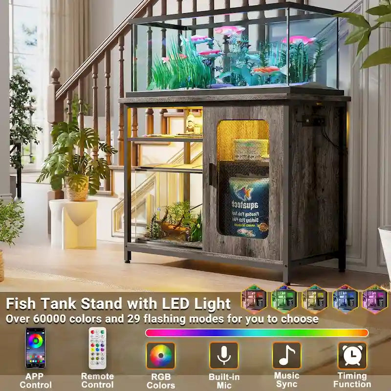 Aquariumaquariummeubel voor 20-29 gallon met stopcontacten en ledverlichting