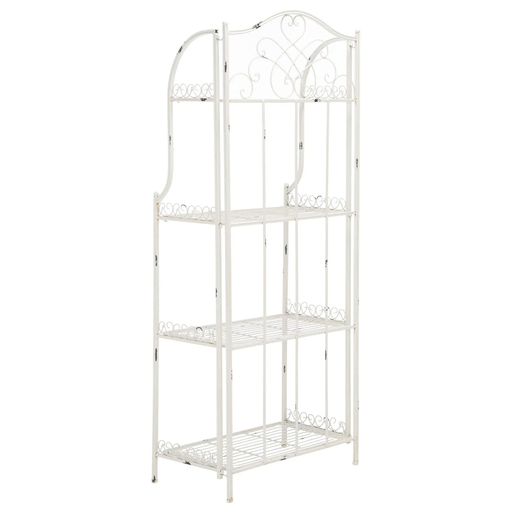 SAFAVIEH Bryn viktorianisches schmiedeeisernes Bäckerregal für den Außenbereich mit 4 Ebenen - 25 In. B x 15 In. T x 63 In. H - 25B x 15T x 63H