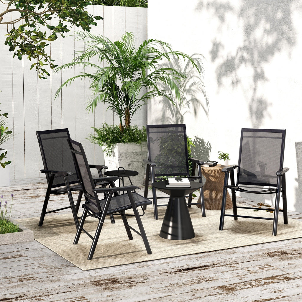 Outsunny 4-teiliges faltbares Gartenstuhl-Set mit schlichtem und stilvollem Design, bequem für Terrasse, Garten, Hof und unterwegs