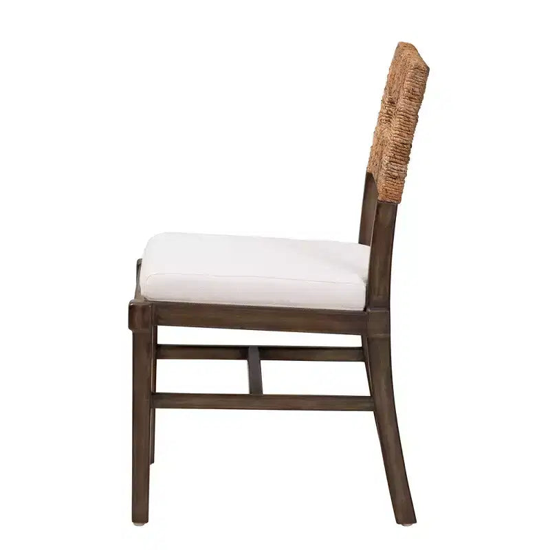 Sedia da pranzo Porsha Mahogany in legno e rattan naturale, bianco/marrone naturale/marrone noce - : Stile bohémien, nessun assemblaggio richiesto