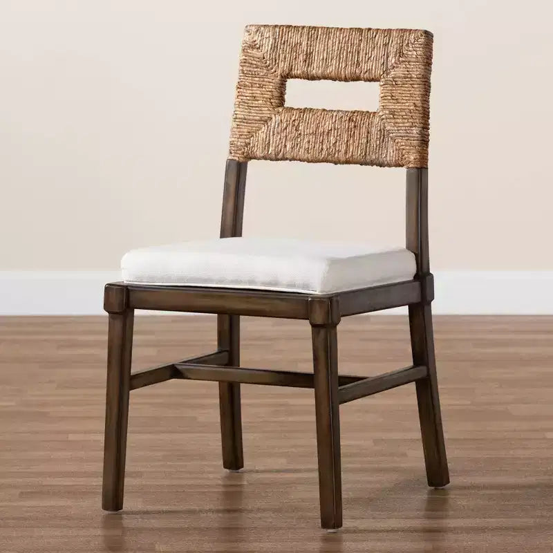 Sedia da pranzo Porsha Mahogany in legno e rattan naturale, bianco/marrone naturale/marrone noce - : Stile bohémien, nessun assemblaggio richiesto