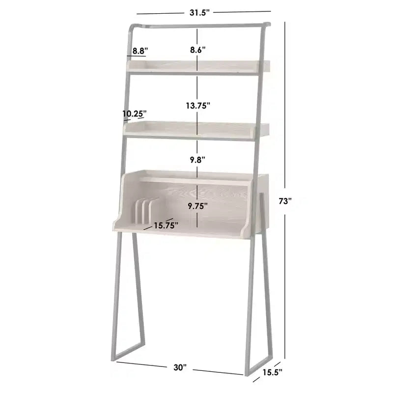 Scrivania Estanier con scaffali Naturale/Nero: Stile Industriale, Finitura Impiallacciata, Struttura in Metallo, Vano a Giorno